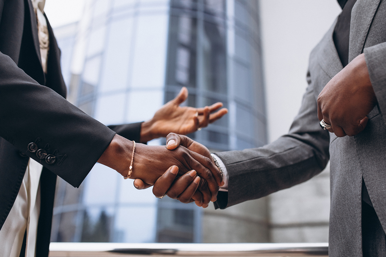 Business professionals discussing capital raising strategy